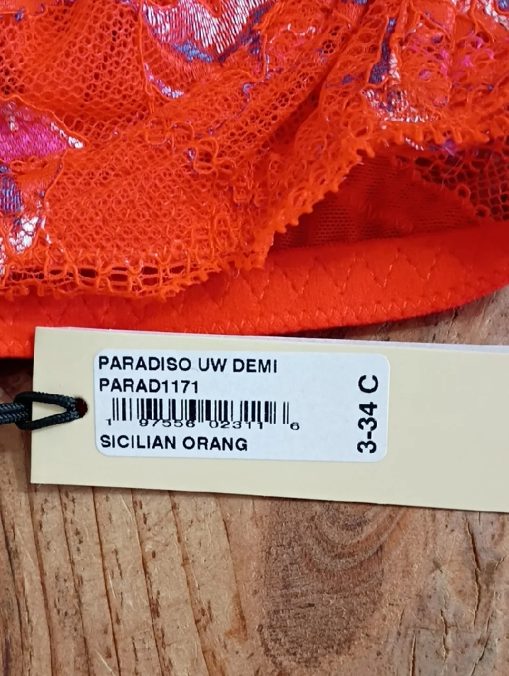 Cosabella Paradiso Lace Underwire Demi Bra Sicilian Orange Size 34C NWT